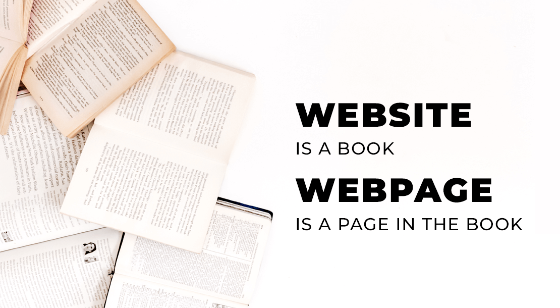 Website is a book. Webpage is a page in the book